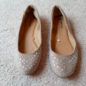 Cream with Crystals Ballet Flats